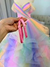Load image into Gallery viewer, Mia rainbow wedding dress with detachable off shoulder and straps .
