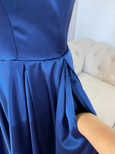 Load image into Gallery viewer, Tina navy formal dress (with slit and pockets)
