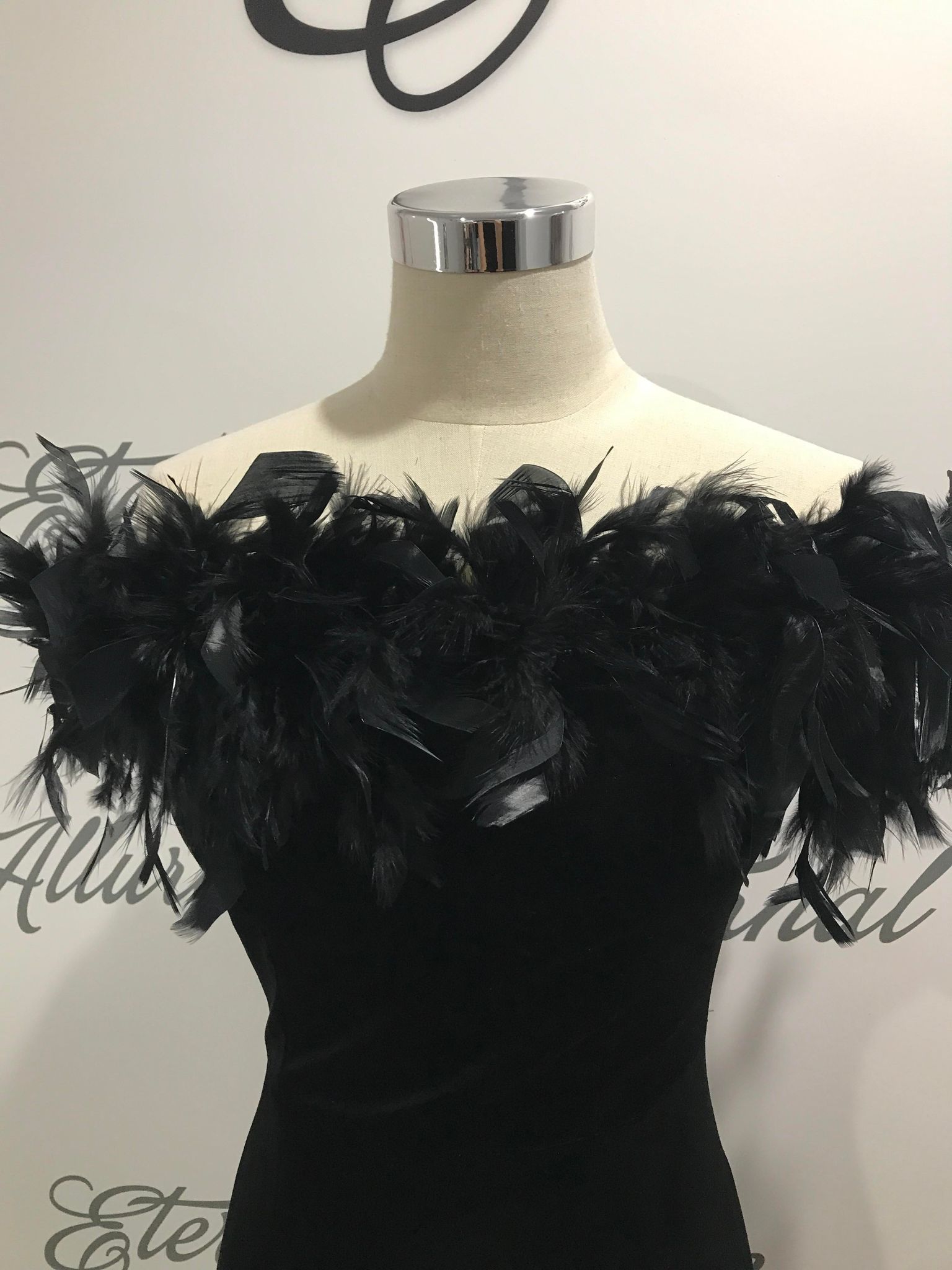black dress reception Dame One Shoulder Feather Midi Dress - Black