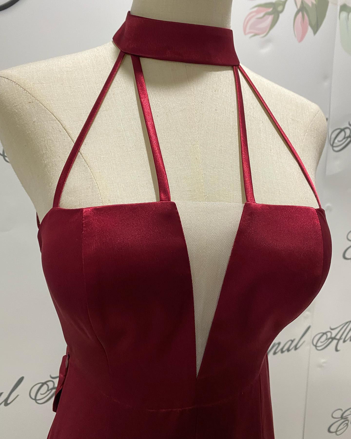Bella dark red formal dress ( front slit ) – Eternal Allure Pty Ltd